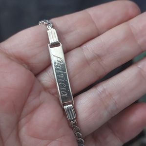 "Patricia" name tag sterling bracelet